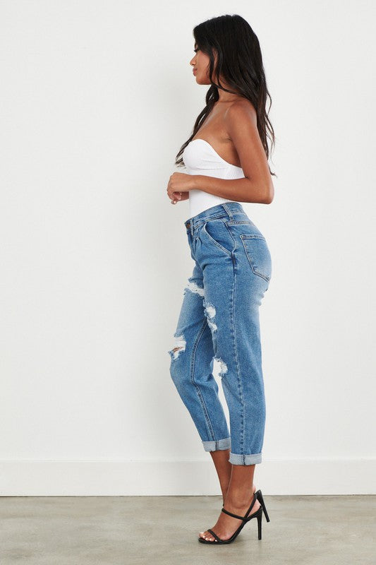 Vibrant M.I.U Martine High Waisted Boyfriend Jeans