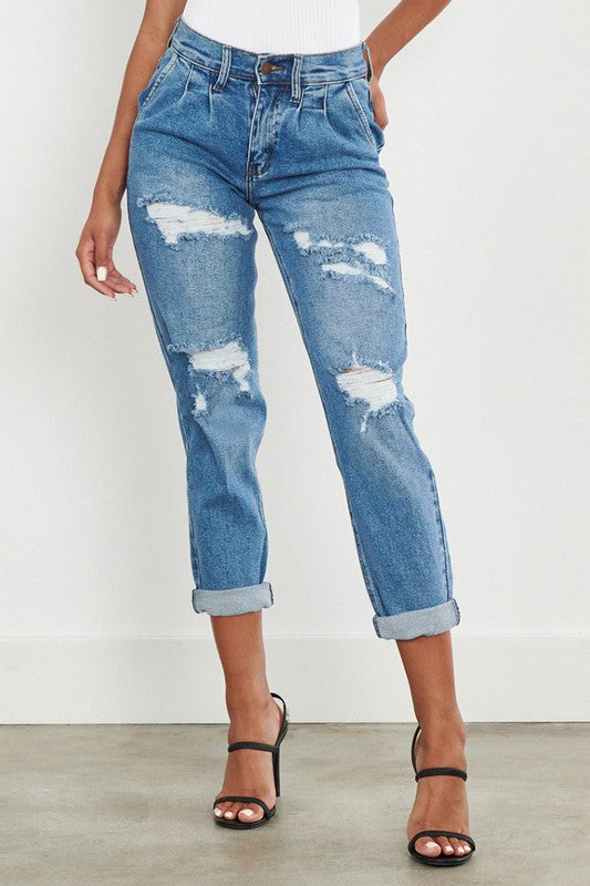 Vibrant M.I.U Martine High Waisted Boyfriend Jeans