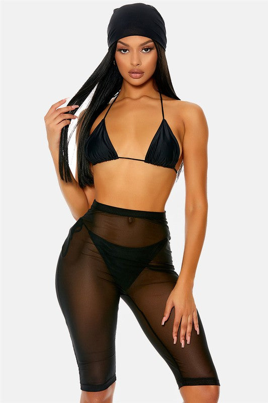 Draya Sheer Biker Shorts Cover Up