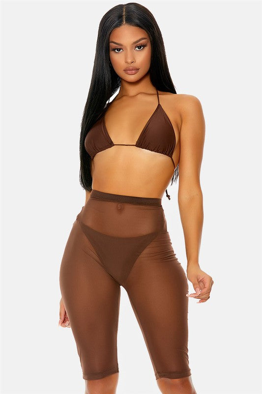 Draya Sheer Biker Shorts Cover Up