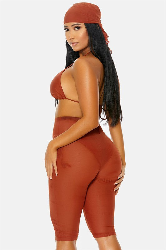 Draya Sheer Biker Shorts Cover Up