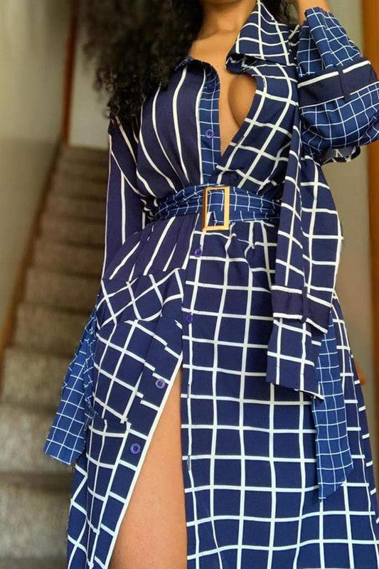 Pam Plaid Asymmetrical Shirt Dress